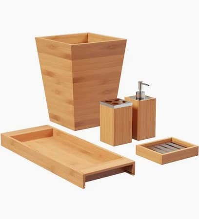 Bamboo Bathroom Accessories Set 5pcs 4